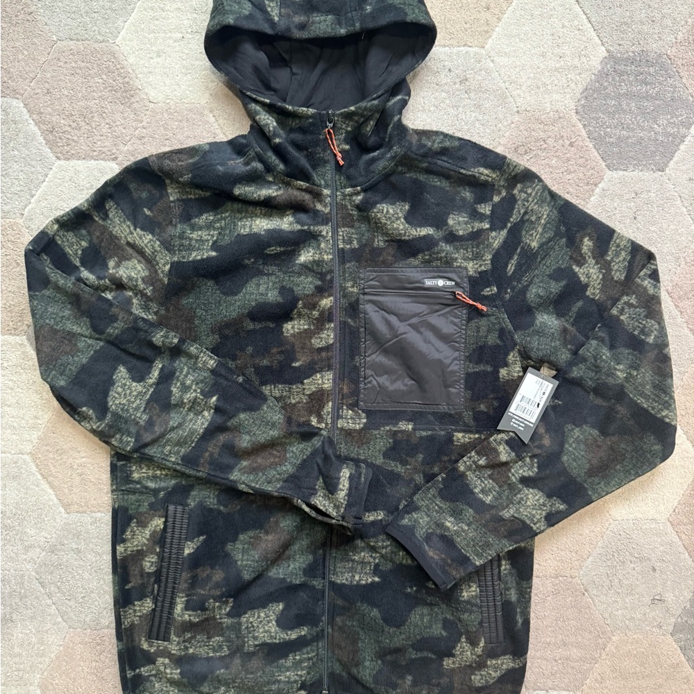 Salty Crew Green and Black Camouflage Jacket